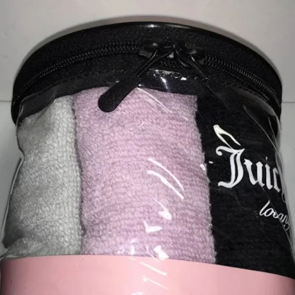 Juicy Couture Washcloths 6 Set Makeup Removal 12”X12” W/H Black, Grey, Purple